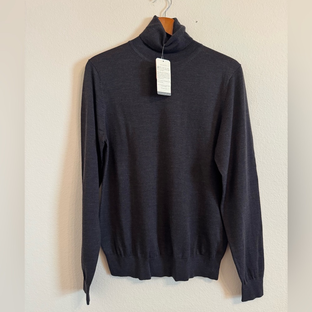 Uniqlo Extra Fine Merino Wool Turtleneck Polo Neck Sweater Dark Brown M